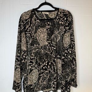 Couleurs  by Sacha Di Rubis Tunic Crinkle Black Tan Abstract Print XL
